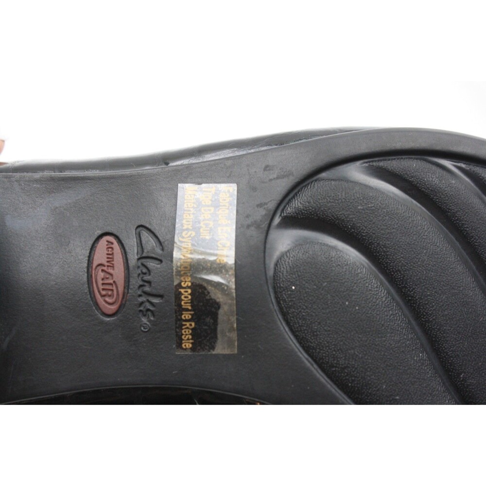 CLARKS Artisan Shoes Womens sz 7.5 Black Patent Leather Croc Slip-Ons Loafers - Picture 6 of 7